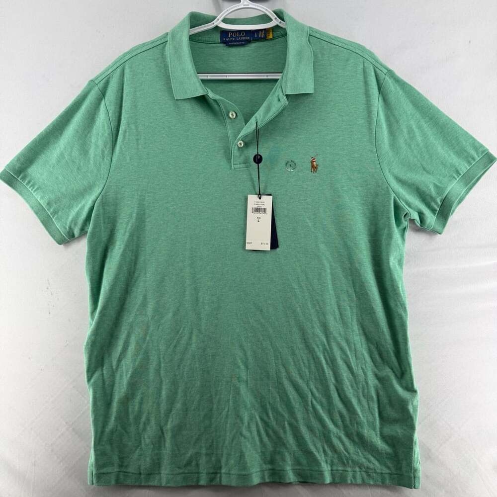 1555 Polo Ralph Lauren Polo Shirt Size L Green Custom Slim Fit